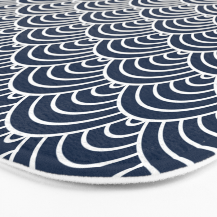 Japanese Waves Pattern Dark Blue Bath Mat Gallery Image 3