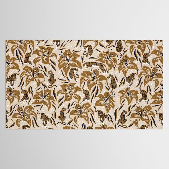 Tigers & Tiger Lilies - Neutral Tablecloth Gallery Image 2