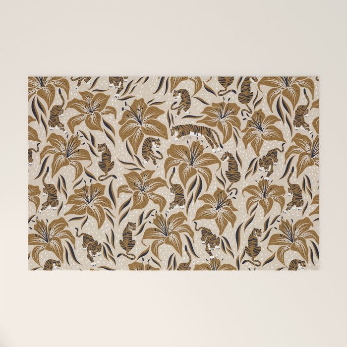Tigers & Tiger Lilies - Neutral Welcome Mat Gallery Image 1