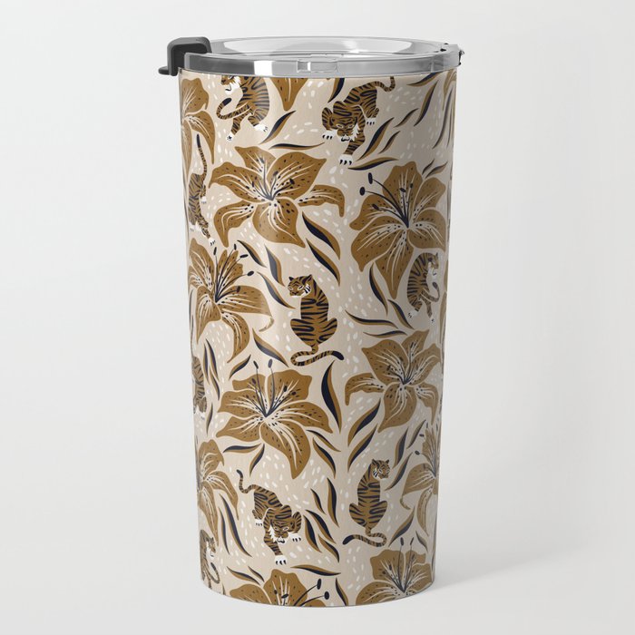 Tigers & Tiger Lilies - Neutral Travel Mug Gallery Image 3