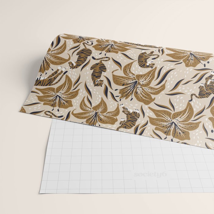 Tigers & Tiger Lilies - Neutral Wrapping Paper Gallery Image 2