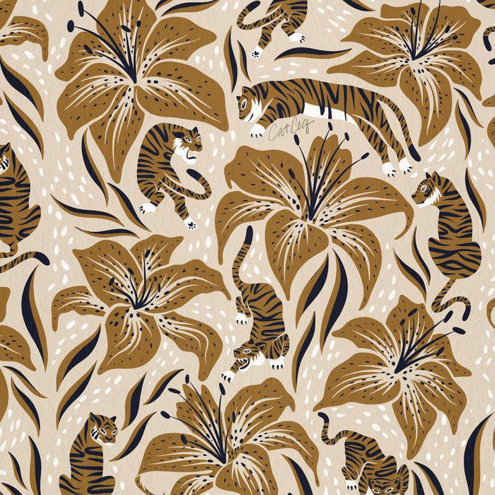 Tigers & Tiger Lilies - Neutral Coffee Mug Gallery Image 2