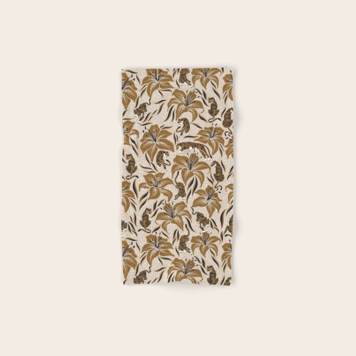 Tigers & Tiger Lilies - Neutral Bath Towel Gallery Image 1