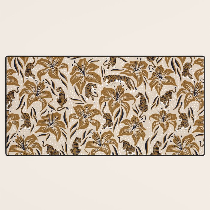 Tigers & Tiger Lilies - Neutral Desk Mat Gallery Image 3