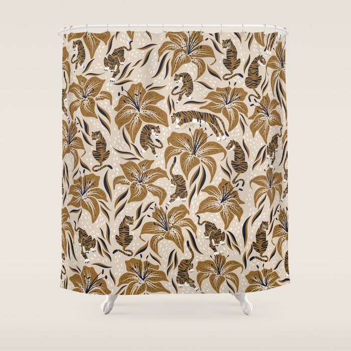Tigers & Tiger Lilies - Neutral Shower Curtain Gallery Image 1