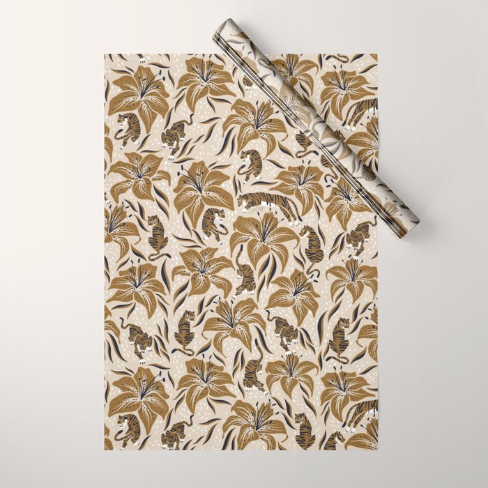 Tigers & Tiger Lilies - Neutral Wrapping Paper Gallery Image 1
