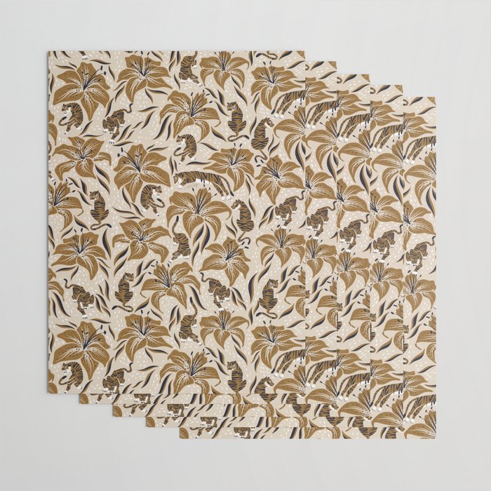 Tigers & Tiger Lilies - Neutral Wrapping Paper Gallery Image 3