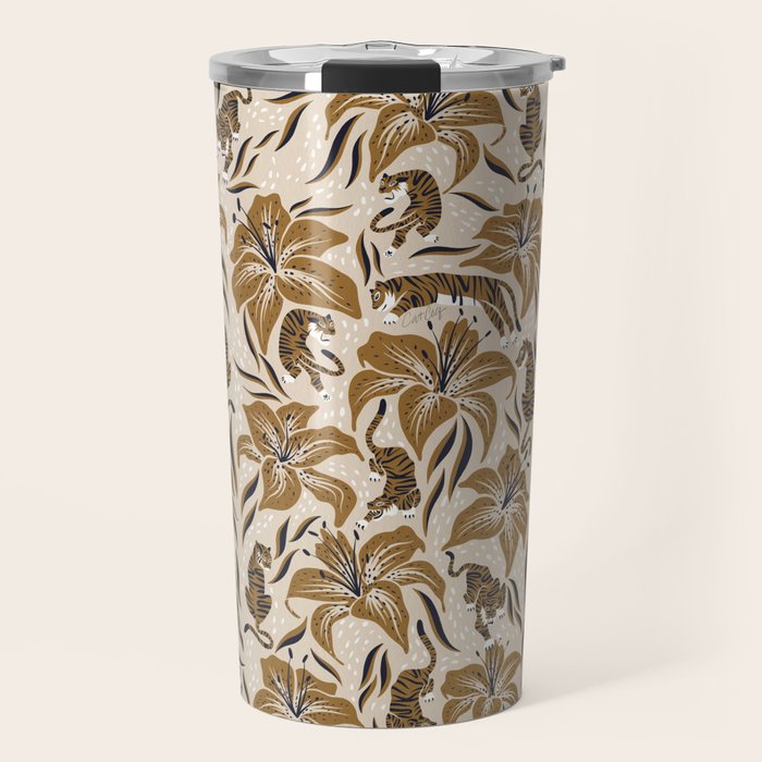 Tigers & Tiger Lilies - Neutral Travel Mug Gallery Image 1
