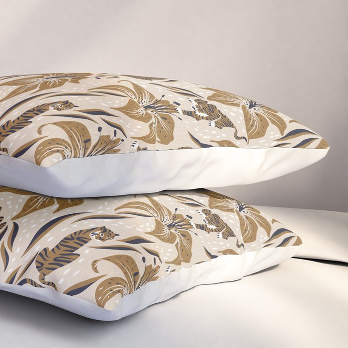 Tigers & Tiger Lilies - Neutral Pillow Sham Gallery Image 3