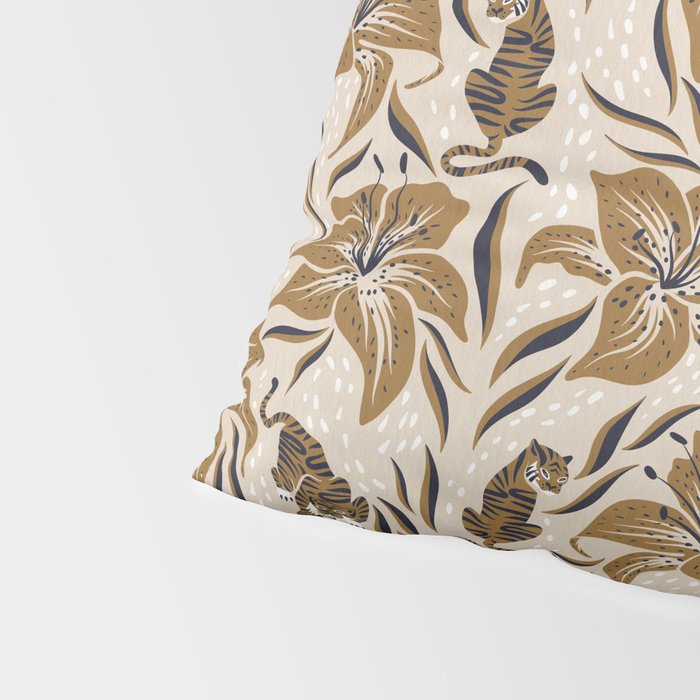 Tigers & Tiger Lilies - Neutral Pillow Sham Gallery Image 4