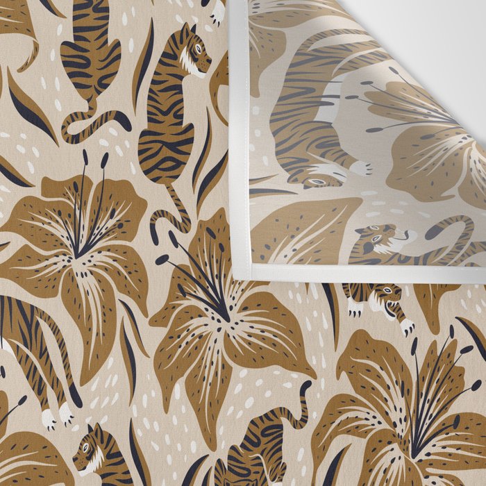 Tigers & Tiger Lilies - Neutral Wall Tapestry Gallery Image 3