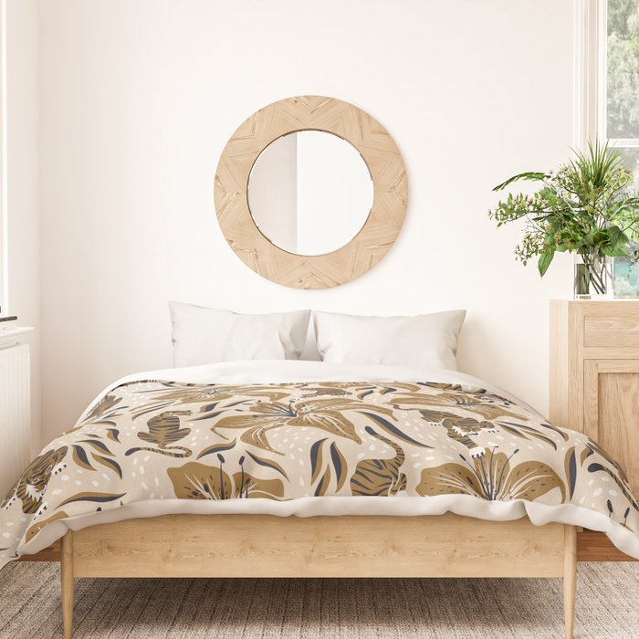 Tigers & Tiger Lilies - Neutral Duvet Cover Gallery Image 3