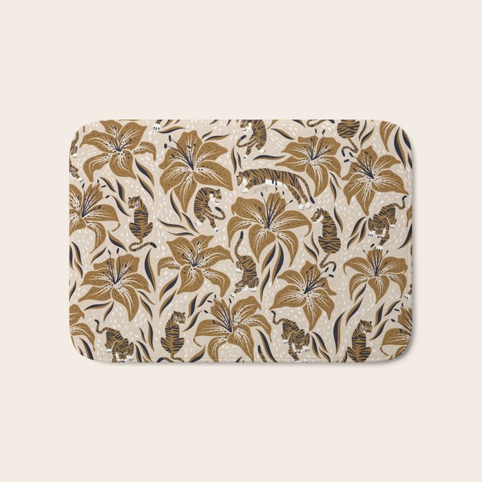 Tigers & Tiger Lilies - Neutral Bath Mat Gallery Image 1
