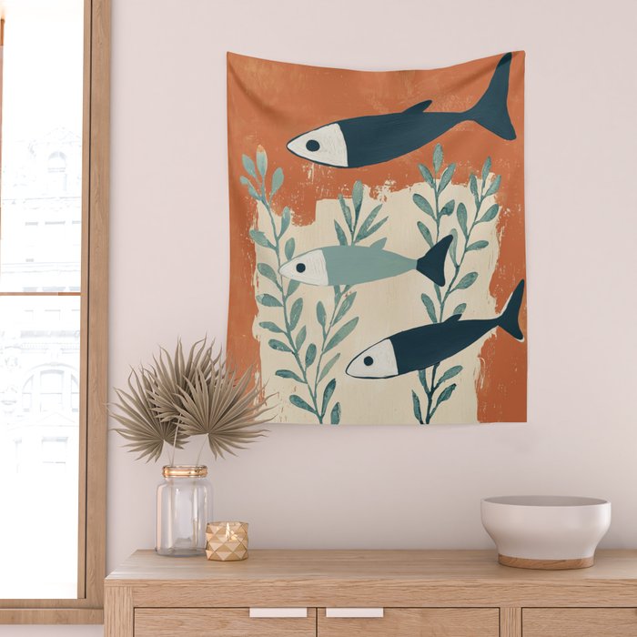 Three Swimming Fish Wall Tapestry Gallery Image 2