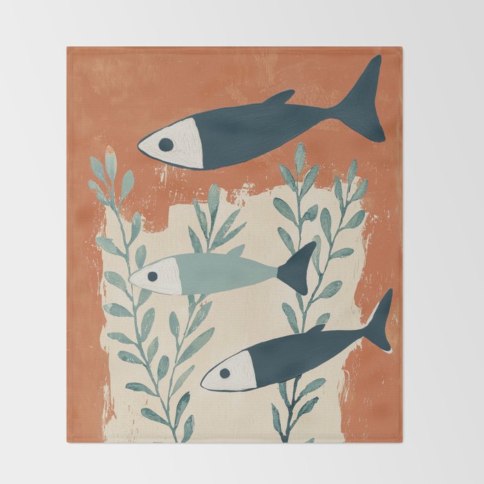 Three Swimming Fish Throw Blanket Gallery Image 2