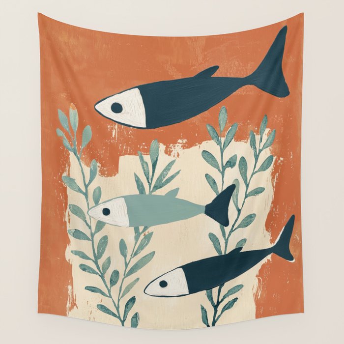 Three Swimming Fish Wall Tapestry Gallery Image 1
