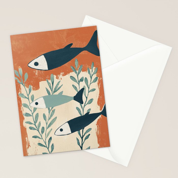 Three Swimming Fish Stationery Card Gallery Image 2