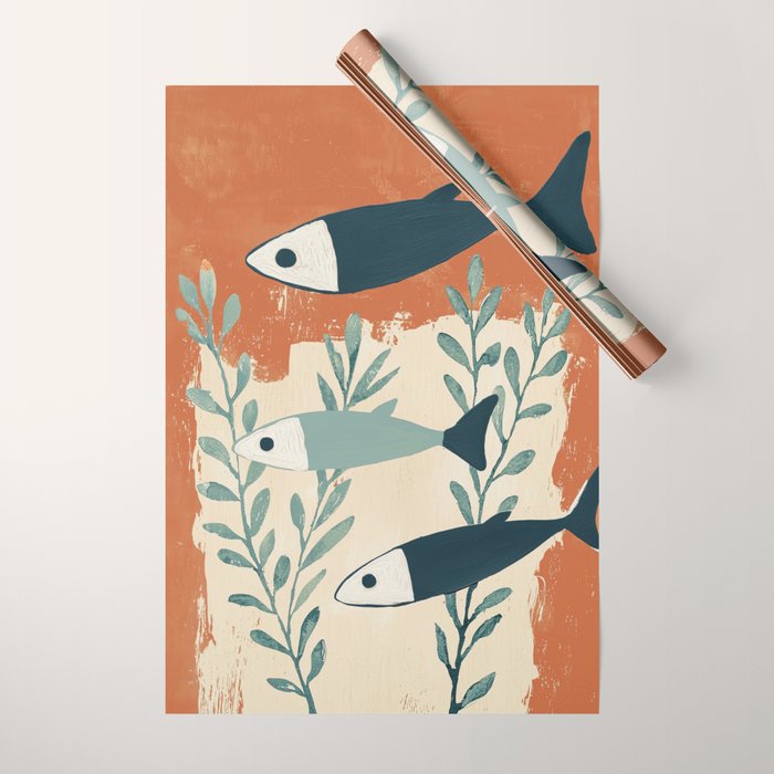 Three Swimming Fish Wrapping Paper Gallery Image 1