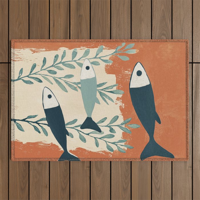 Three Swimming Fish Outdoor Rug Gallery Image 1