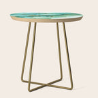 Emerald Gold Waves Abstract Ink Side Table Gallery Image 1