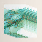 Emerald Gold Waves Abstract Ink Wrapping Paper Gallery Image 3