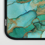 Emerald Gold Waves Abstract Ink Laptop Sleeve Gallery Image 3