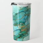Emerald Gold Waves Abstract Ink Travel Mug Gallery Image 3