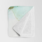 Emerald Gold Waves Abstract Ink Throw Blanket Gallery Image 3