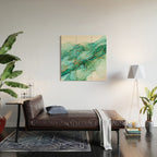 Emerald Gold Waves Abstract Ink Wood Wall Art Gallery Image 2