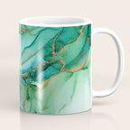 Emerald Gold Waves Abstract Ink Coffee Mug Gallery Image 1