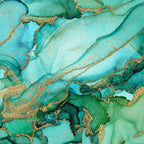 Emerald Gold Waves Abstract Ink Coffee Mug Gallery Image 2
