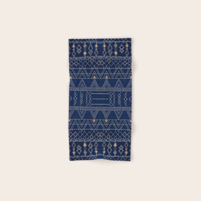 Blue Indigo Jeans Color, Bohemian Oriental Traditional Moroccan Fabric Style Bath Towel Gallery Image 1