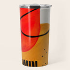 Mid Century Modern Abstract Colorful Art Yellow Ball Orange Shapes Orbit Black Pattern Travel Mug Gallery Image 1
