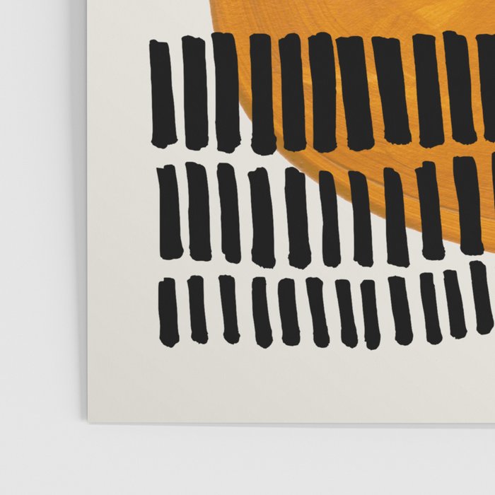 Mid Century Modern Abstract Colorful Art Yellow Ball Orange Shapes Orbit Black Pattern Poster Gallery Image 3