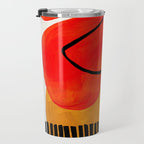 Mid Century Modern Abstract Colorful Art Yellow Ball Orange Shapes Orbit Black Pattern Travel Mug Gallery Image 3