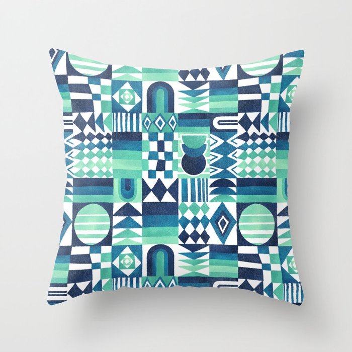 Geometric Tapestry - Aqua Throw Pillow Gallery Image 6