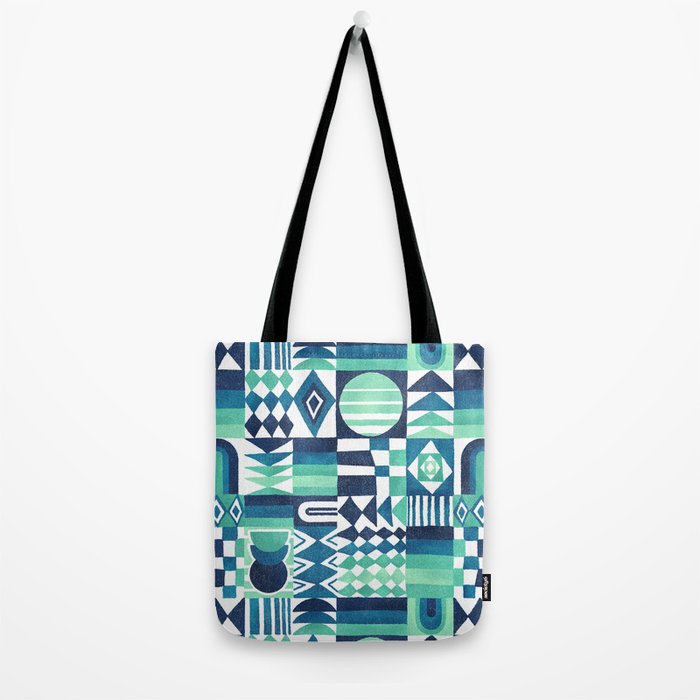 Geometric Tapestry - Aqua Tote Bag Gallery Image 2