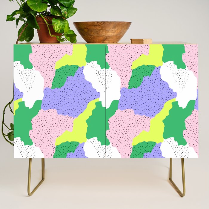 Abstract colorful retro 90s art pattern Credenza Gallery Image 1