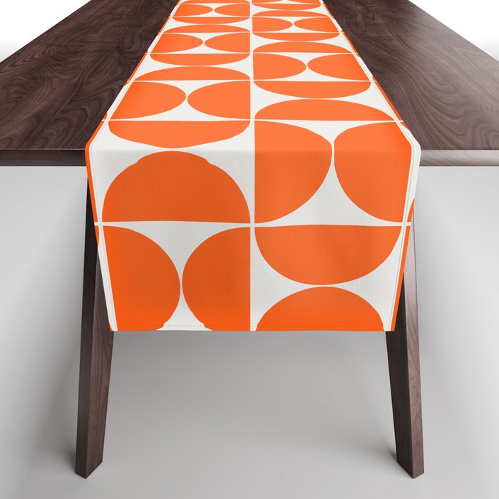 Mid-Century Modern Pattern No.27 Mini - Off-White and Orange Table Runner Gallery Image 1