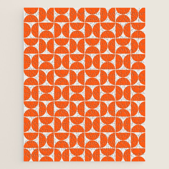Mid-Century Modern Pattern No.27 Mini - Off-White and Orange Jigsaw Puzzle Gallery Image 1