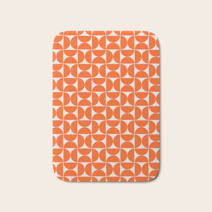 Mid-Century Modern Pattern No.27 Mini - Off-White and Orange Bath Mat Gallery Image 1