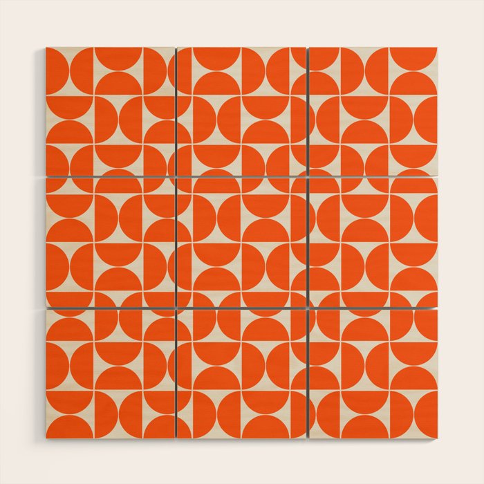 Mid-Century Modern Pattern No.27 Mini - Off-White and Orange Wood Wall Art Gallery Image 1