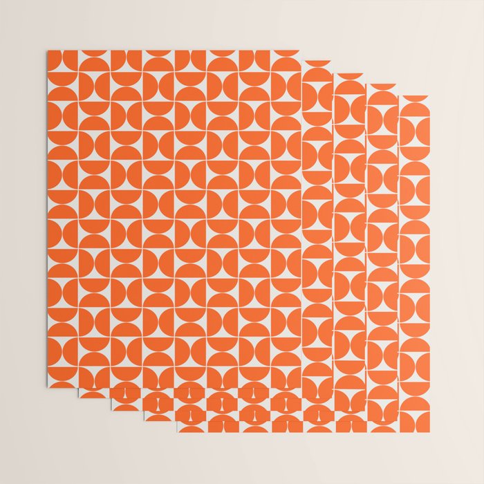 Mid-Century Modern Pattern No.27 Mini - Off-White and Orange Wrapping Paper Gallery Image 3