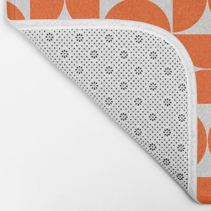 Mid-Century Modern Pattern No.27 Mini - Off-White and Orange Bath Mat Gallery Image 2