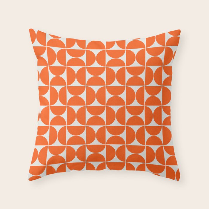 Mid-Century Modern Pattern No.27 Mini - Off-White and Orange Throw Pillow Gallery Image 6