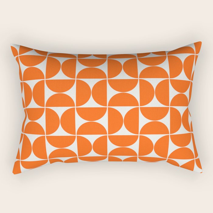 Mid-Century Modern Pattern No.27 Mini - Off-White and Orange Rectangular Pillow Gallery Image 1