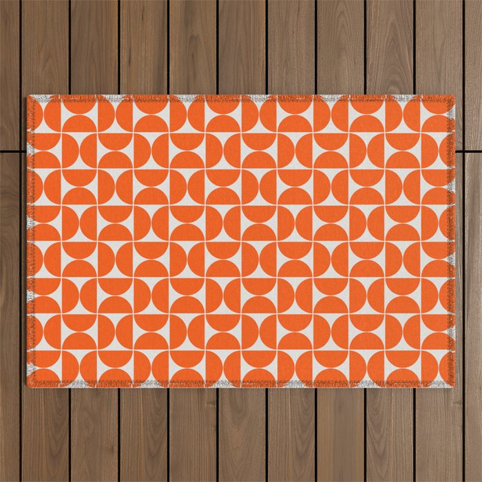 Mid-Century Modern Pattern No.27 Mini - Off-White and Orange Outdoor Rug Gallery Image 1