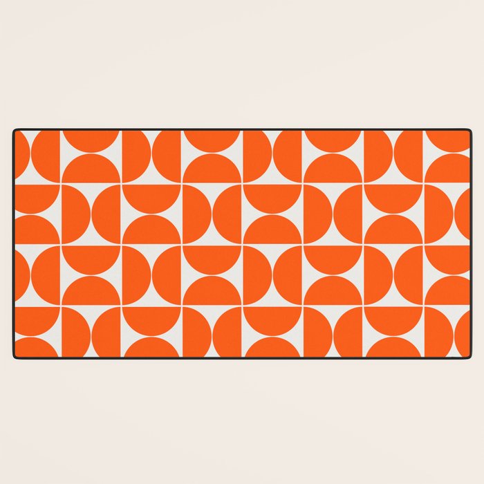 Mid-Century Modern Pattern No.27 Mini - Off-White and Orange Desk Mat Gallery Image 3