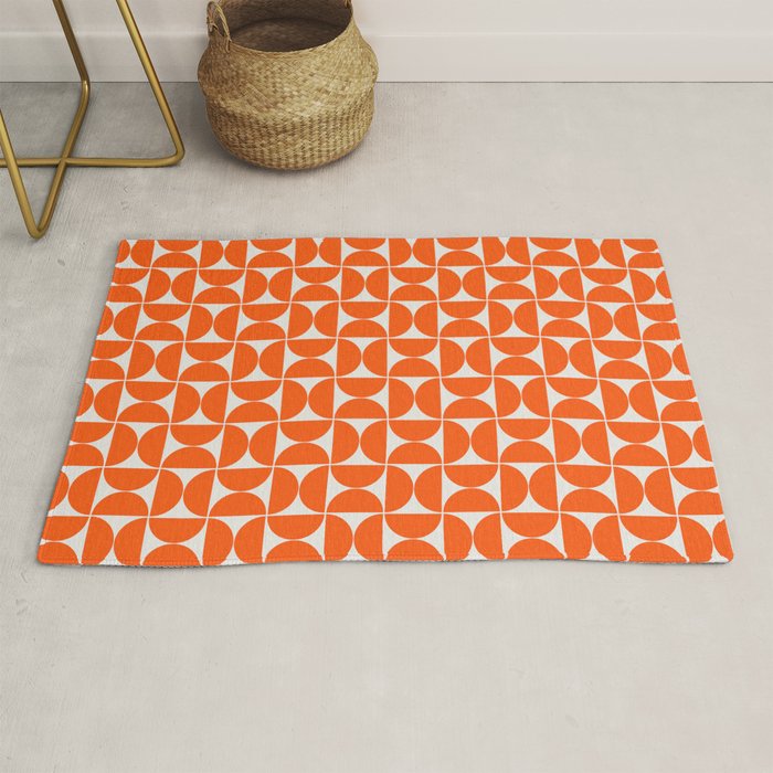 Mid-Century Modern Pattern No.27 Mini - Off-White and Orange Rug Gallery Image 1