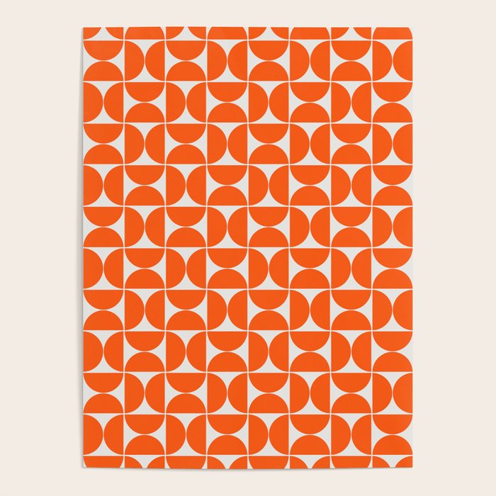 Mid-Century Modern Pattern No.27 Mini - Off-White and Orange Poster Gallery Image 4